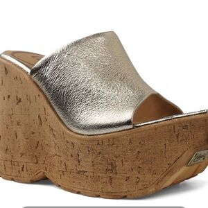 Candie's Gold Platform Wedge Sandals